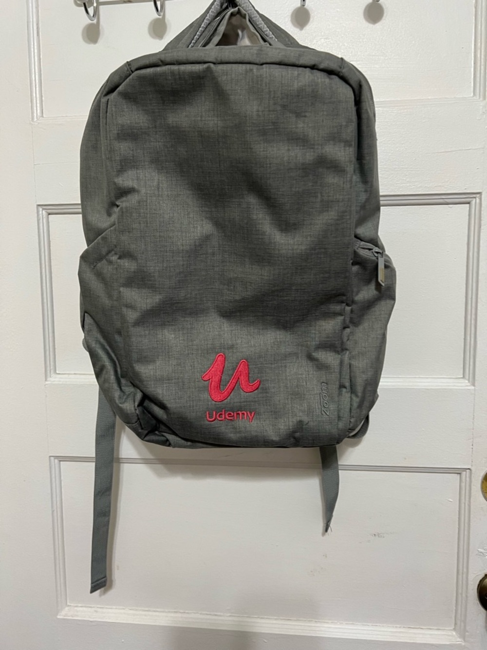 Udmey Gray Backpack with Pink Logo - Men's Everyday Backpack